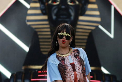 Rihanna performs at the Hackney Weekender festival at Hackney Marshes in east London