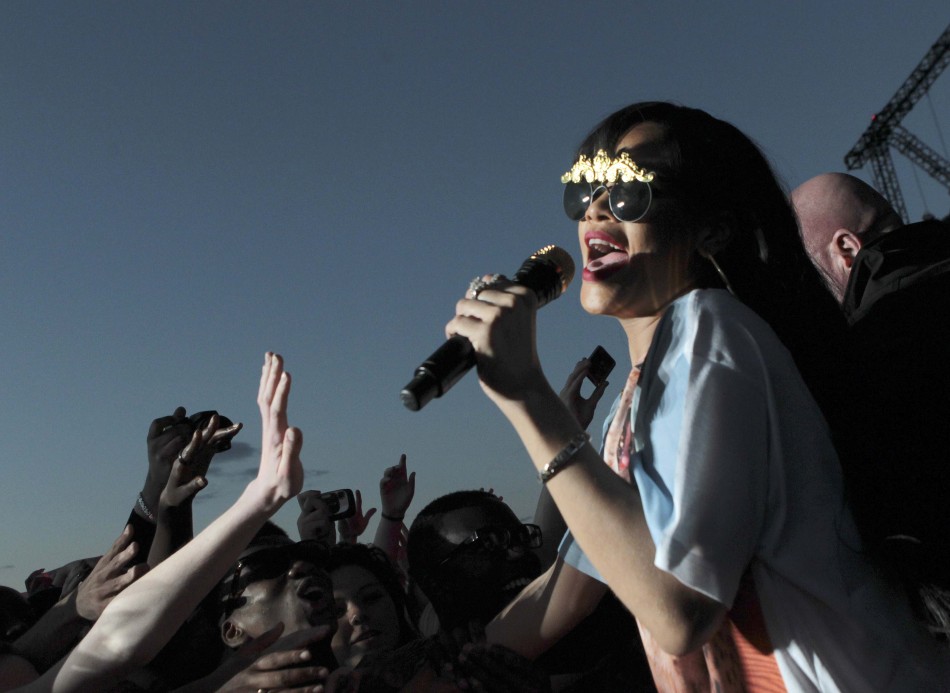 Rihanna performs at the Hackney Weekender festival at Hackney Marshes in east London