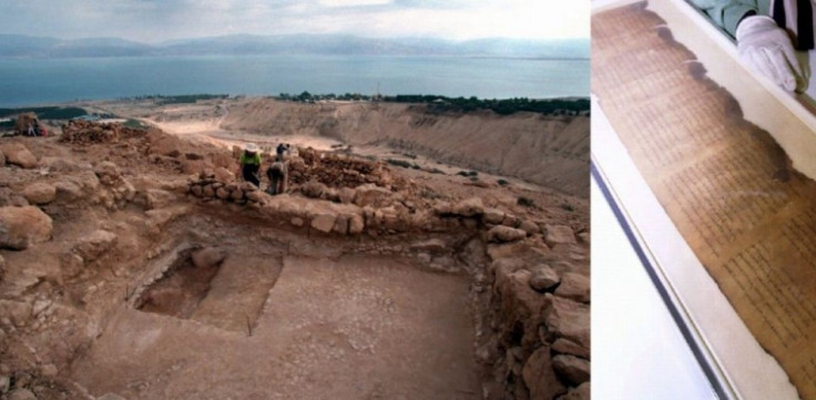 Essene settlement (L) in Qumran and the Dead Sea Scrolls (R). (Photo: REUTERS)