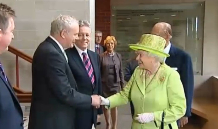 The Queen shakes hands with former IRA commander Martin McGuinness (BBC)