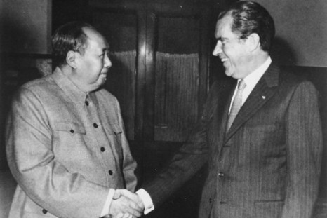 Former  U.S. President Richard Nixon, with Chinese Communist leader Mao Zedong.