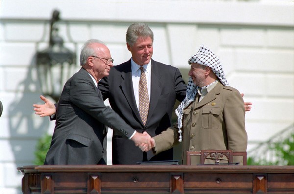 Israel Prime Minister Yitzhak Rabin and Palestinian leader Yasser Arafat