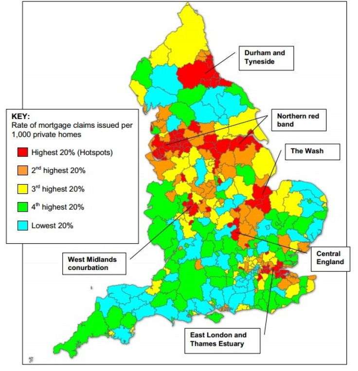 Shelter mapped areas in England at high risk of home repossesion