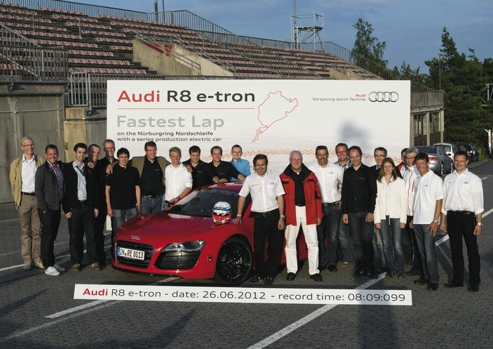 World Record Set by Audi R8 e-tron at the Nürburgring Track World Record Set by Audi R8 e-tron at the Nürburgring Track