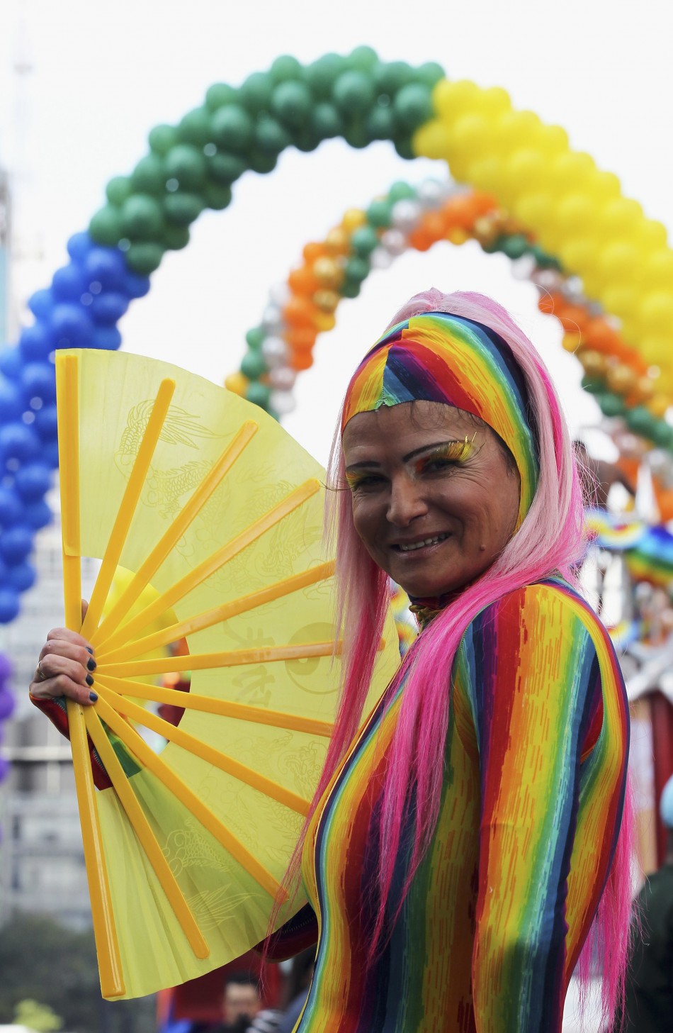 A participant parades during the 16th LGBT pride parade in Sao Paulo, Brazil