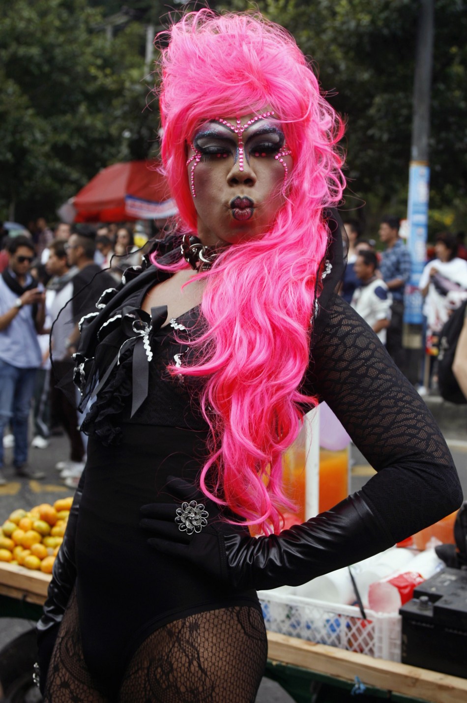 Reveller attends the annual Gay Pride parade in Bogota