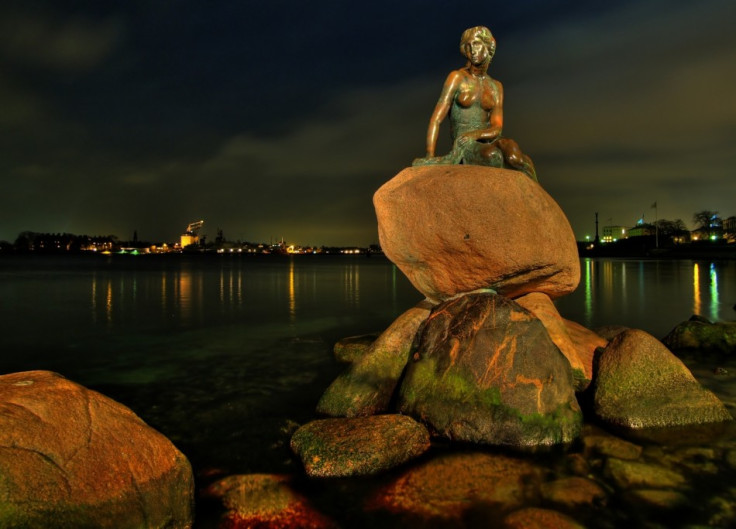 The Little Mermaid statue in Copenhagen, Denmark.