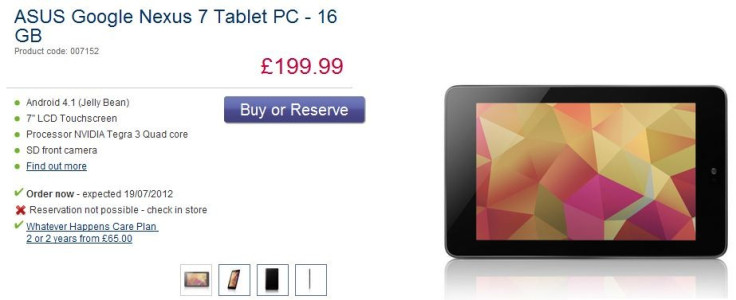 Google Nexus 7: Android 4.1 Jelly Bean Tablet Gets UK Release Date and Price Google Nexus 7: Android 4.1 Jelly Bean Tablet Gets UK Release Date and Price