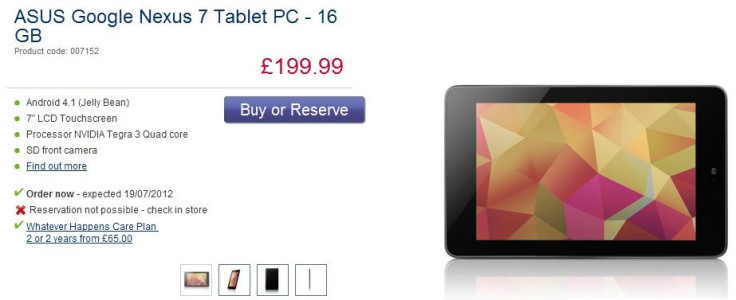 Google Nexus 7: Android 4.1 Jelly Bean Tablet Gets UK Release Date and Price