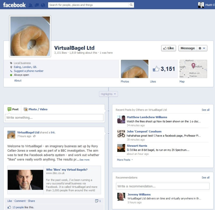 Virtualbagel Facebook Adverts Attract High Number of Fake User Likes