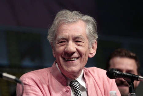 McKellen smiles during a panel for "The Hobbit: An Unexpected Journey" during Comic Con International convention in San Diego
