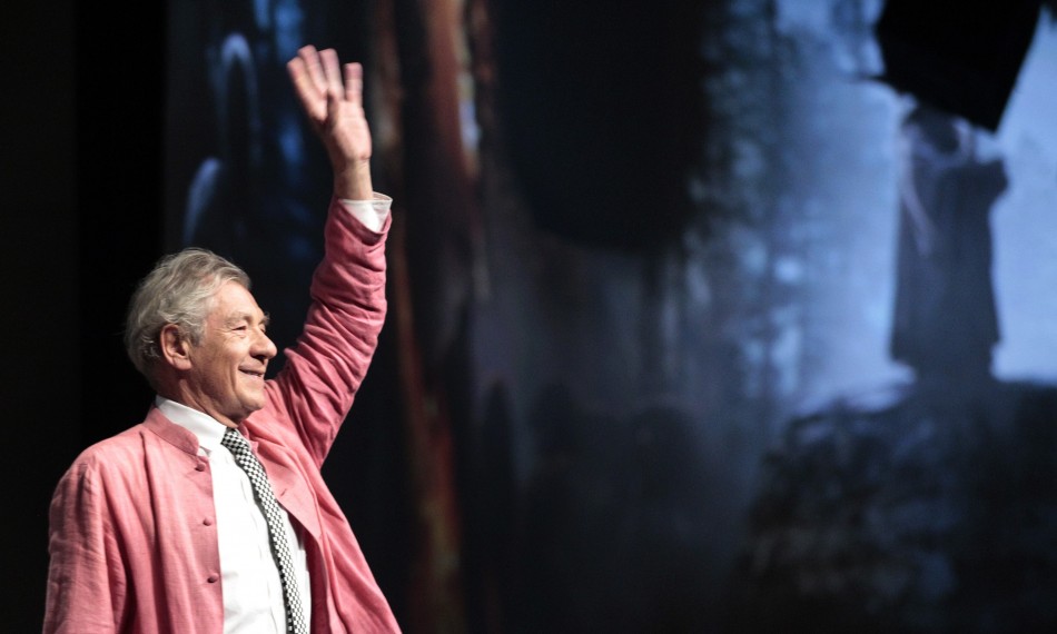 McKellen waves at the beginning of a panel for quotThe Hobbit An Unexpected Journeyquot during Comic Con International convention in San Diego