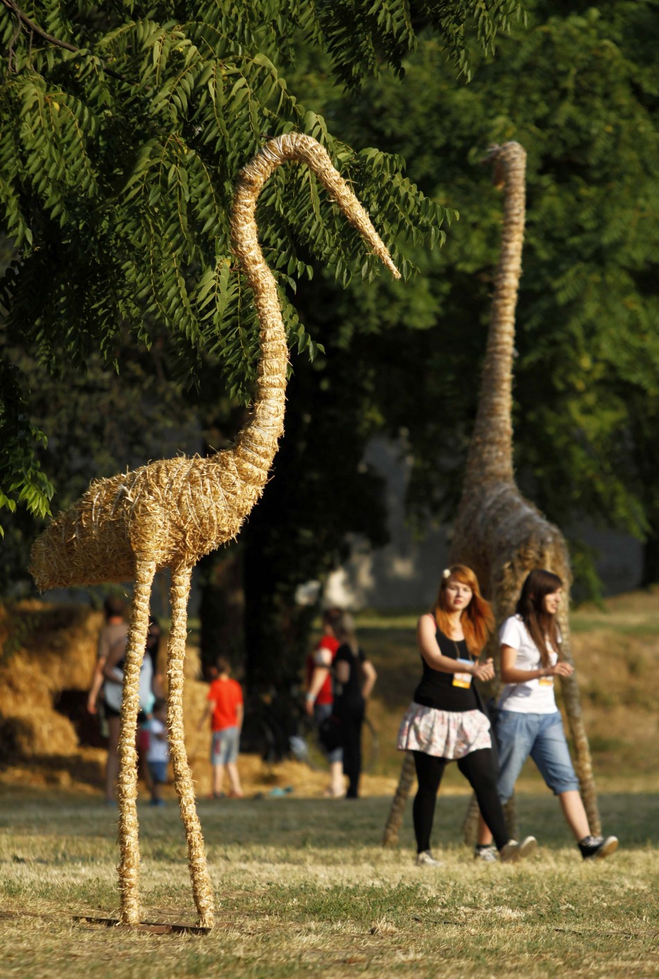 A straw art installation is displayed during the 7th Straw - Land Art Festival in Osijek