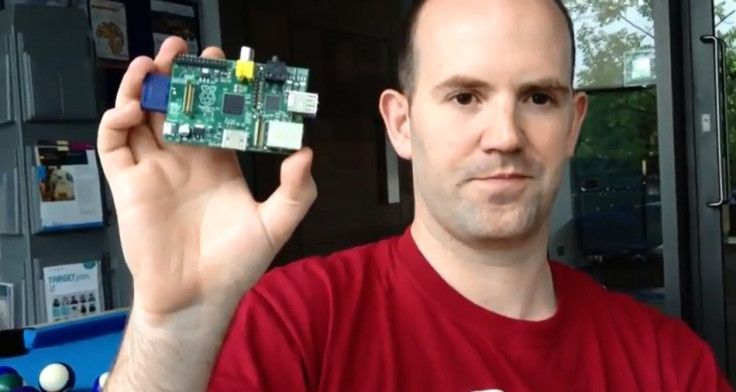 Eben Upton shows off the Raspberry Pi mini computer, which has shipped 200K and is now targeting sales in North America