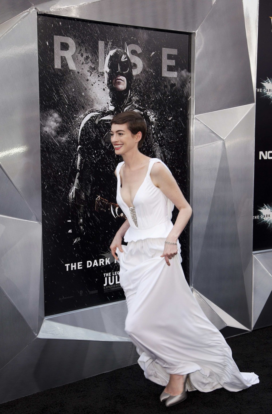 Cast member Anne Hathaway attends the world premiere of the movie quotThe Dark Knight Risesquot in New York