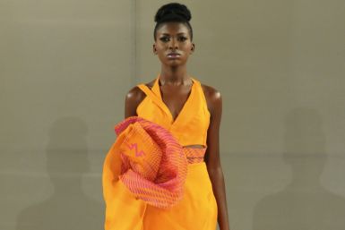 A model presents a creation by Venezuelan designer Nicolas Felizola during Caribbean Fashion Week RD 2012 in Santo Domingo