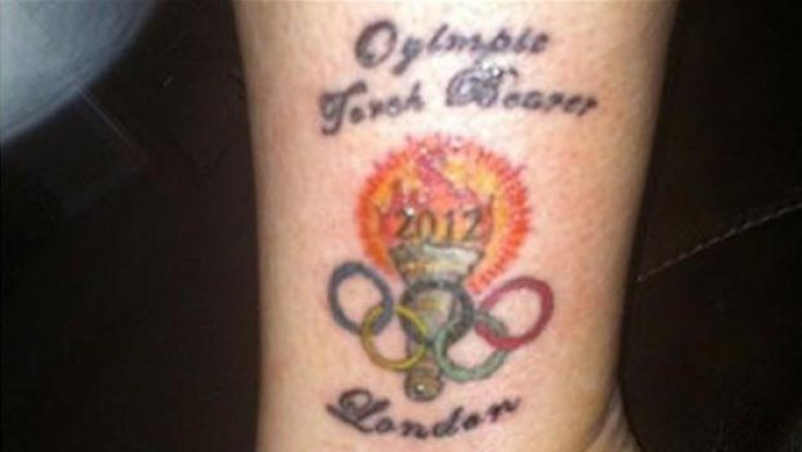 Torchbearer’s spelling mistake on tattoo