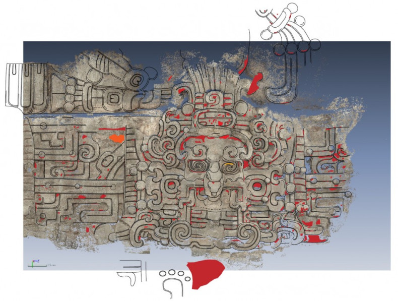 A tracing of an image found at the El Zotz archaeological site in Guatemala depicts the Maya sun god. (Photo: Brown University)