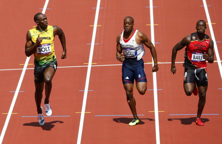 Usain Bolt, James Dasaolu and Daniel Bailey