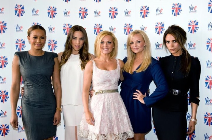 The Spice Girls (L to R) - Melanie Brown, Melanie Chisholm, Geri Halliwell, Emma Bunton and Victoria Beckham - at the launch of their new musical Viva Forever in London, 26 June. (Photo: Viva Forever! The Musical/Facebook)