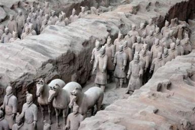 China's army of terracotta soldiers are buried in the ancient Chinese capital of Xian. Ten of these figures will go on display in California in 2013.