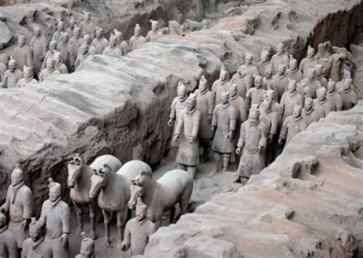 China's army of terracotta soldiers are buried in the ancient Chinese capital of Xian. Ten of these figures will go on display in California in 2013.