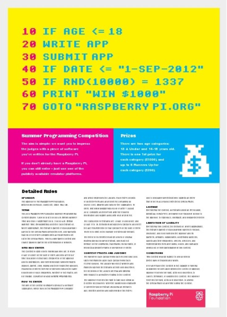 Raspberry Pi programming contest poster