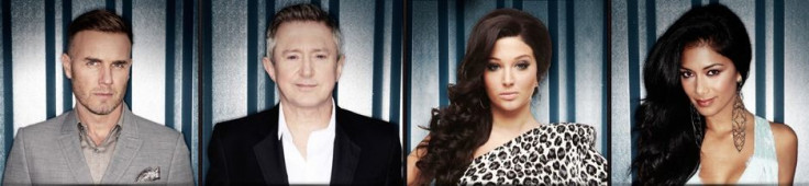 X factor judges- Gary Barlow, Tulisa Contostavlos, Louis Walsh and Nicole Scherzinger