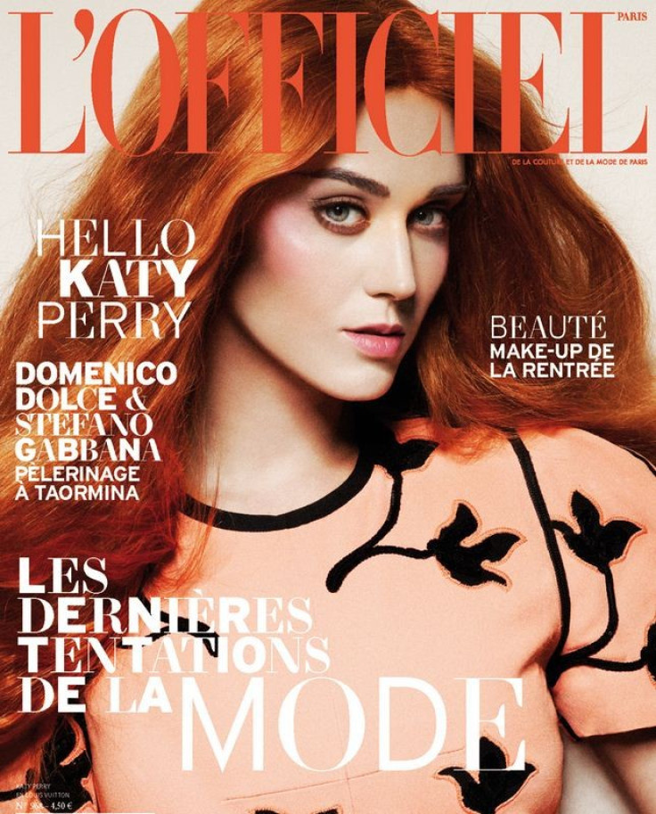 American pop star Katy Perry goes for orange hair on the cover of the September issue of L'Officiel Paris.