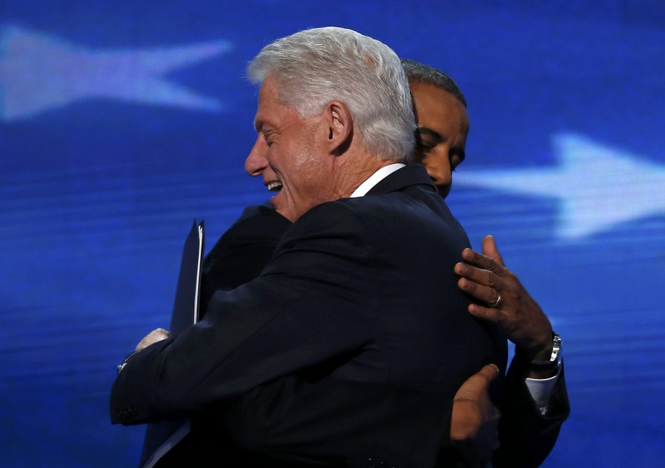 Barack Obama and Bill Clinton at Democratic National Convention 2012