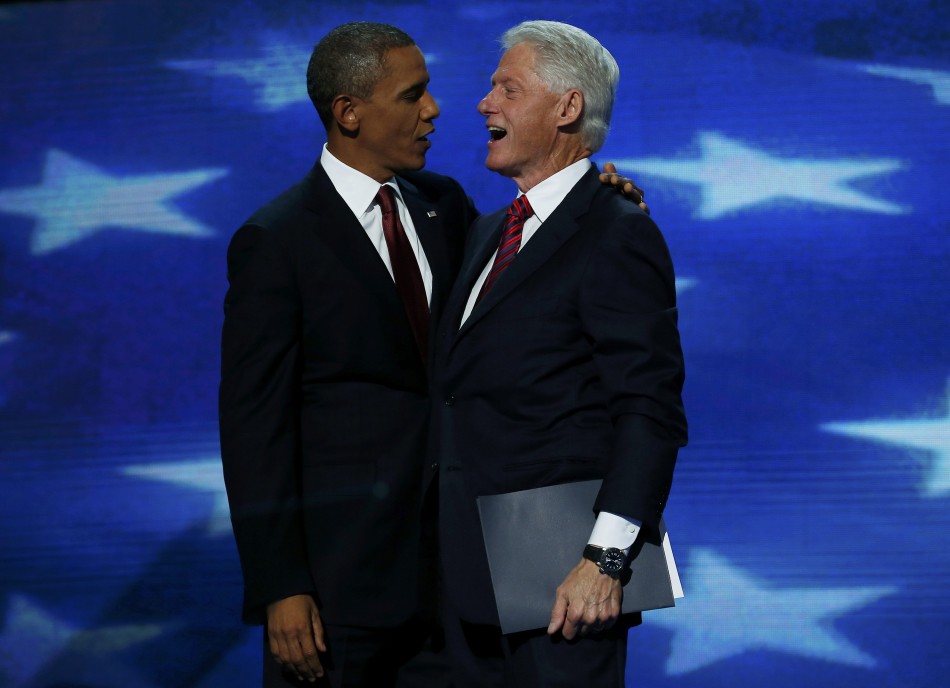 Barack Obama and Bill Clinton at Democratic National Convention 2012