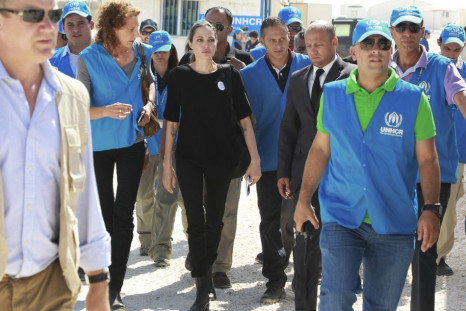 Jolie arrives at the camp