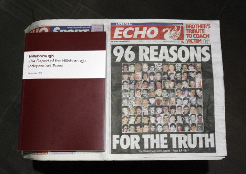 A copy of the report delivered by the Hillsborough Independent Panel is positioned next to a copy of today's Liverpool Echo (Reuters)