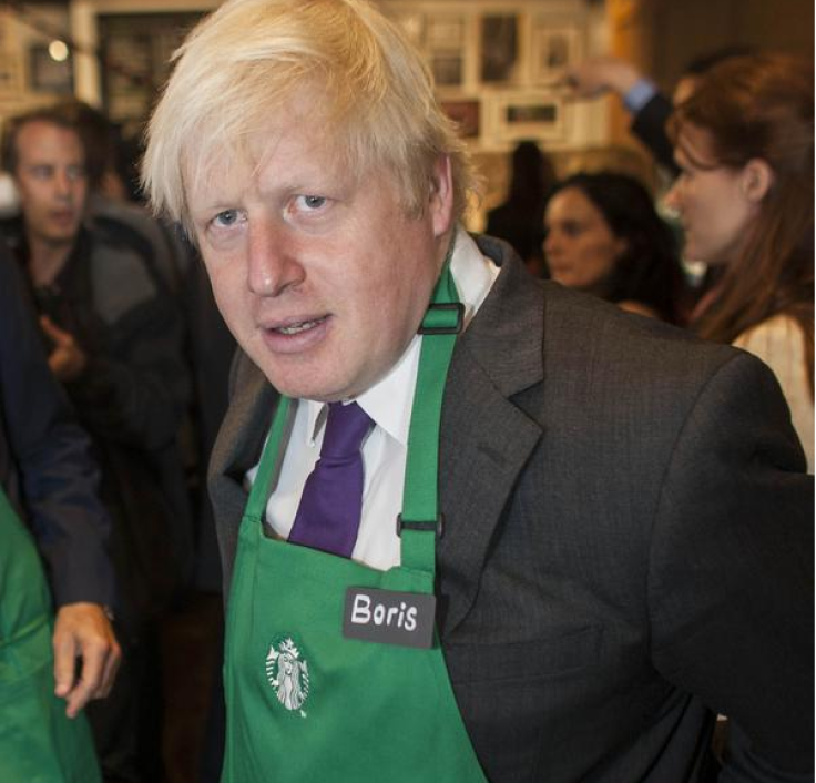 Extra froth?: Boris Johnson at Starbucks