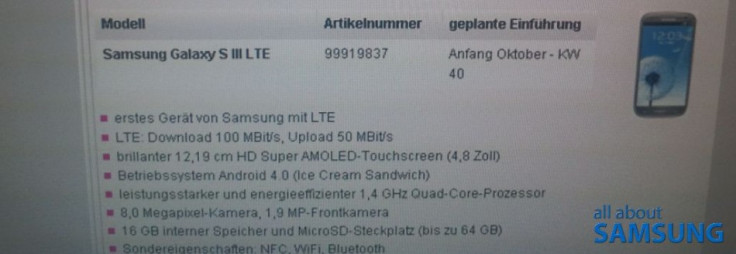 Release Dates Leaked for Samsung Galaxy S3 LTE, Galaxy Note 2 LTE and Note 10.1 LTE