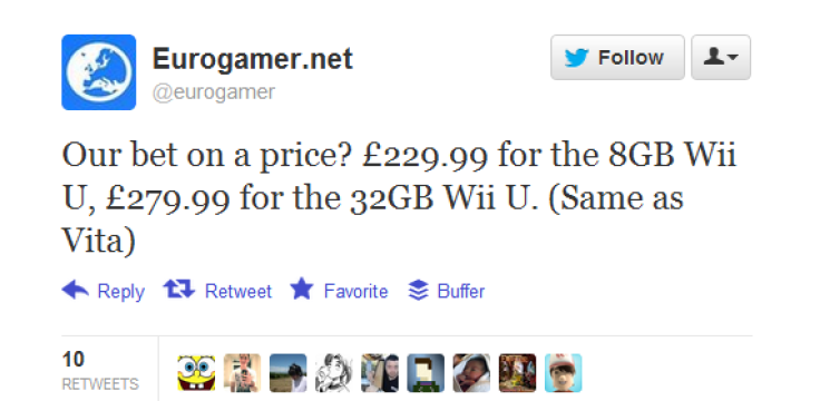 Eurogamer Tweet Wii U Pricing