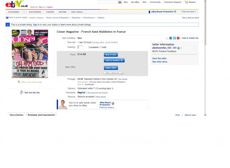 Screenshot of Closer magazine for sale