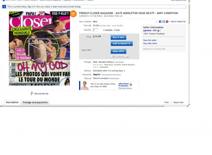 Screenshot of Closer magazine for sale