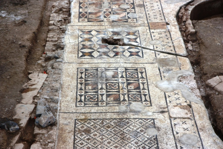 Geometric patterns and ornamentation, which  are quintessentially Roman in design, of a mosaic floor excavated in Turkey. (Photo: University of Nebraska-Lincoln)