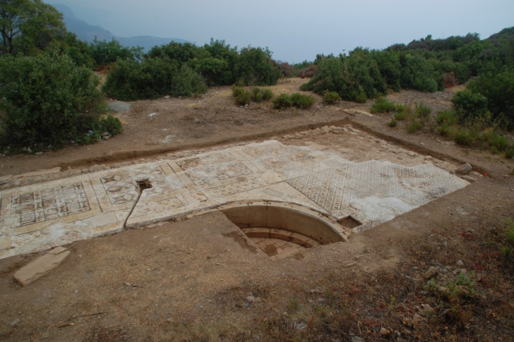 A view of the mosaic uncovered so far, along with what appears to be a 25-foot-long Roman bath. (Photo: University of Nebraska-Lincoln)