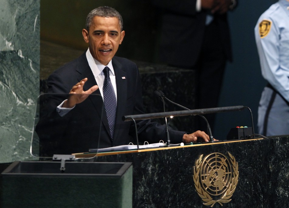 U.S. President Barack Obama addresses the 67th United Nations General Assembly at the U.N. headquarters in New York U.S. President Barack Obama addresses the 67th United Nations General Assembly at the U.N. headquarters in New York