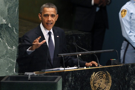 U.S. President Barack Obama addresses the 67th United Nations General Assembly at the U.N. headquarters in New York