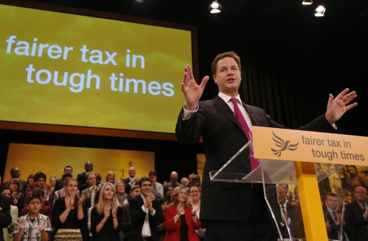 Nick Clegg makes his keynote speech at the close of the Liberal Democrats annual conference in Brighton (Reuters)
