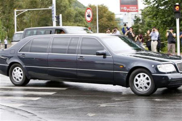 A vehicle that is believed to be carrying North Korean leader Kim Jong-il leaves the Wusong hotel in Jilin city