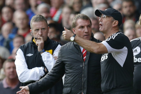 Brendan Rodgers (2nd L) and Tony Pulis
