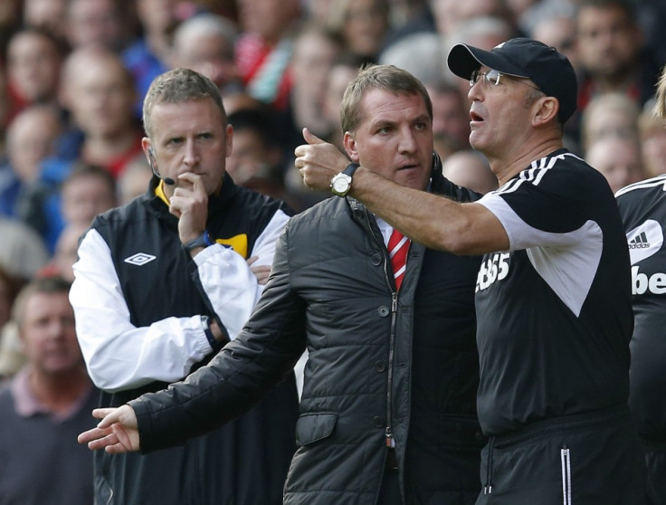 Brendan Rodgers (2nd L) and Tony Pulis