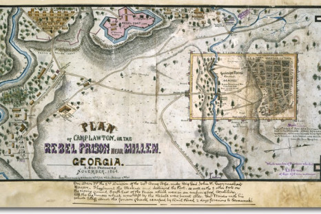 Map of Camp Lawton in 1864. The exact location of the camp have been lost to time but archaeologists now claim to have found remains of the camp in Millen, Georgia. (Photo: Virginia Historical Society/U.S. Fish and Wildlife Service)