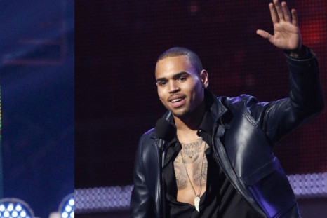 Rihanna (L) and Chris Brown