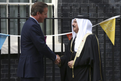 Britain's Prime minister David Cameron greets Bahrain's King Hamad bin Isa al-Khalifa at Number 10 Downing Street