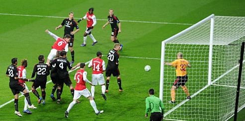 Laurent Koscielny scores first goal,March 6, 2012